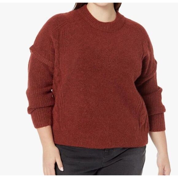 NWT Madewell Women's Plus Cable Havener Pullover Sweater Heather Auburn Size 4X - Picture 1 of 11